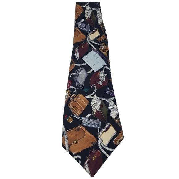 Nicole Miller | Men’s Vintage Working Man's Silk Briefcase Themed Tie (One Size) - Picture 8 of 11